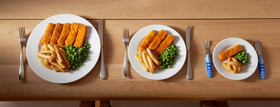 Serving larger portion sizes may encourage us to eat more.